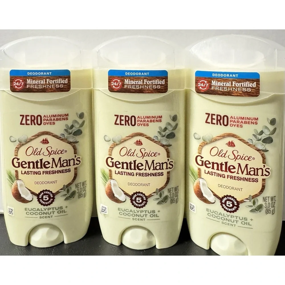 Aluminum Free, Men's Deodorant, Blend Stick, Eucalyptus with Coconut Oil 3 Pack